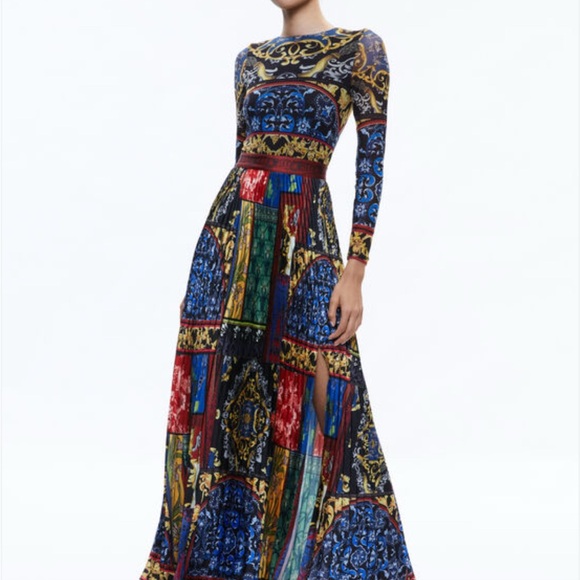 Alice + Olivia Dresses & Skirts - Alice + Olivia Blue and Red Patterned Midi Dress